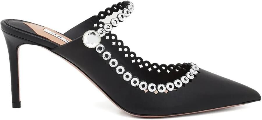 Aquazzura 80 mm Carnaval muiltjes met puntige band Zwart