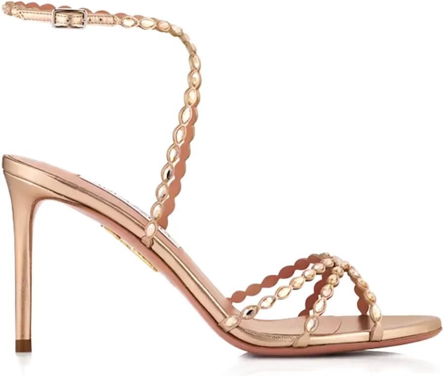 Aquazzura 85 mm Love Struck metallic gewelfde sandalen met bandje Goud