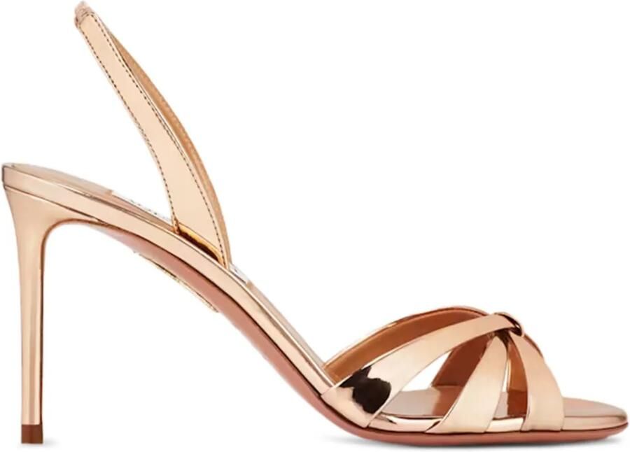 Aquazzura 85mm slingback geknoopte pumps Goud