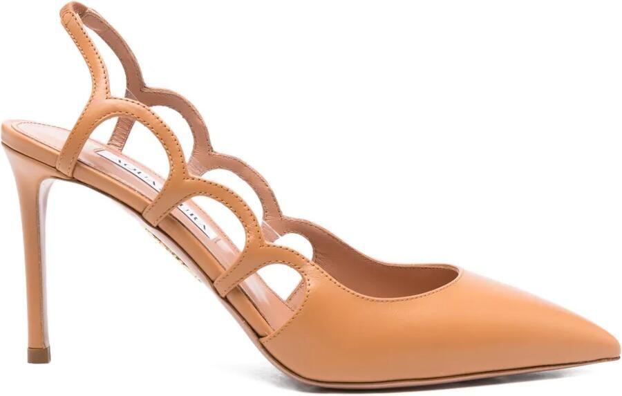 Aquazzura 90 mm slingback pumps met uitgesneden details Beige