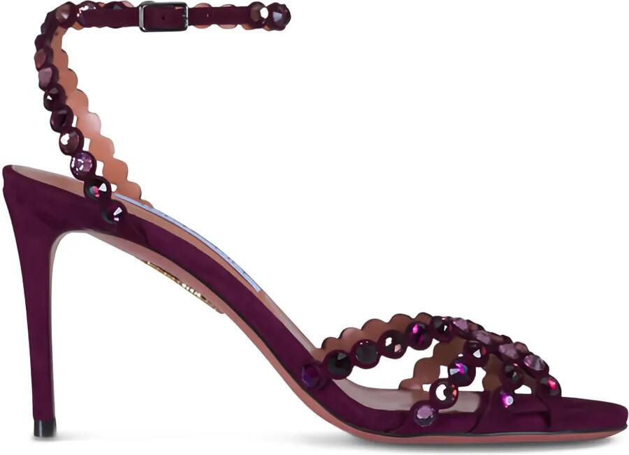 Aquazzura 90 mm verfraaide sandalen met gewelfde afwerking en hak Rood