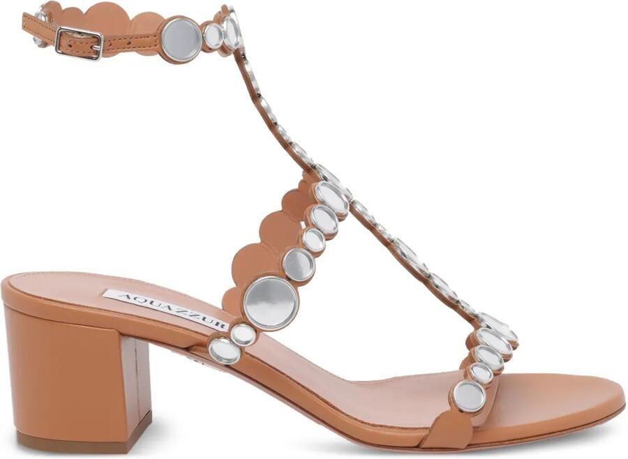 Aquazzura Afterglow leren sandalen met studs Bruin