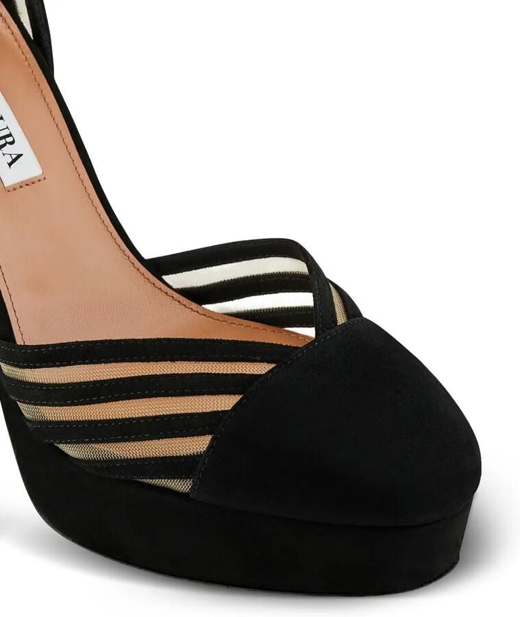 Aquazzura Alana Plateau suède pumps met hak Zwart - Foto 3
