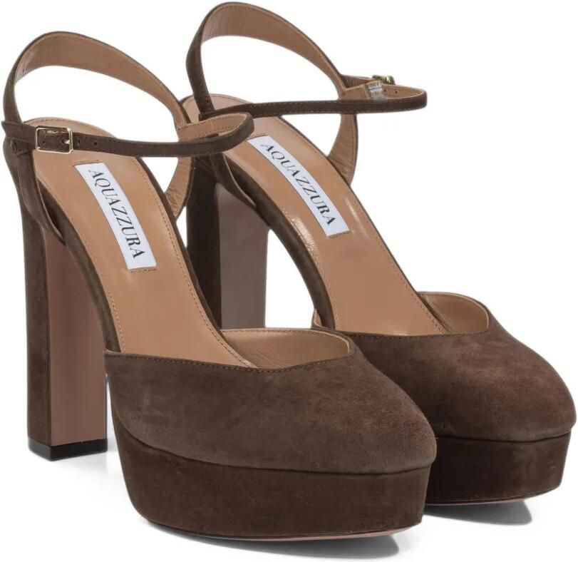 Aquazzura Amira Plateau suède pumps met plateauzool Bruin - Foto 3