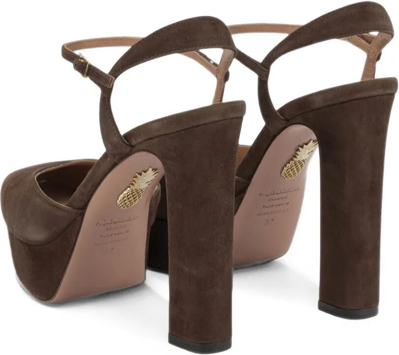 Aquazzura Amira Plateau suède pumps met plateauzool Bruin - Foto 4