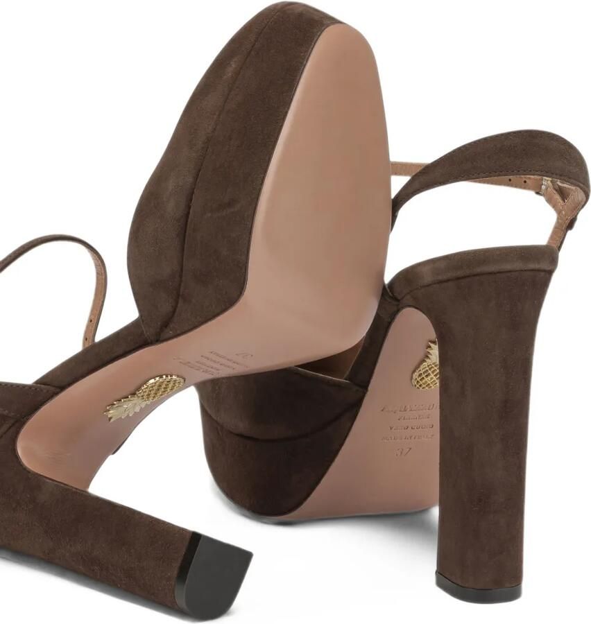 Aquazzura Amira Plateau suède pumps met plateauzool Bruin - Foto 2