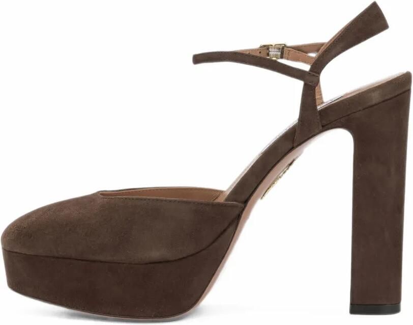 Aquazzura Amira Plateau suède pumps met plateauzool Bruin - Foto 5