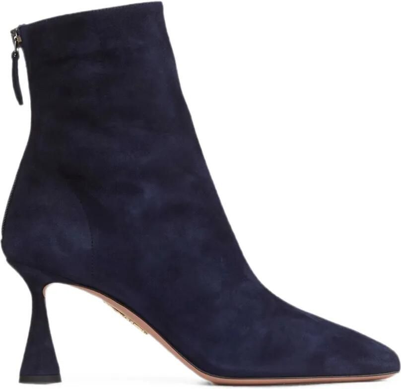 Aquazzura Amore 75 suède enkellaarzen met amandelvormige neus Blauw
