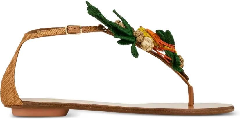 Aquazzura Birdsong verfraaide geweven sandalen Groen