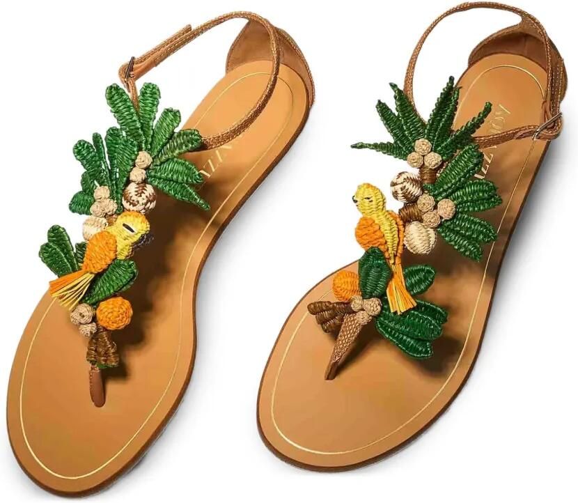 Aquazzura Birdsong verfraaide geweven sandalen Groen - Foto 4