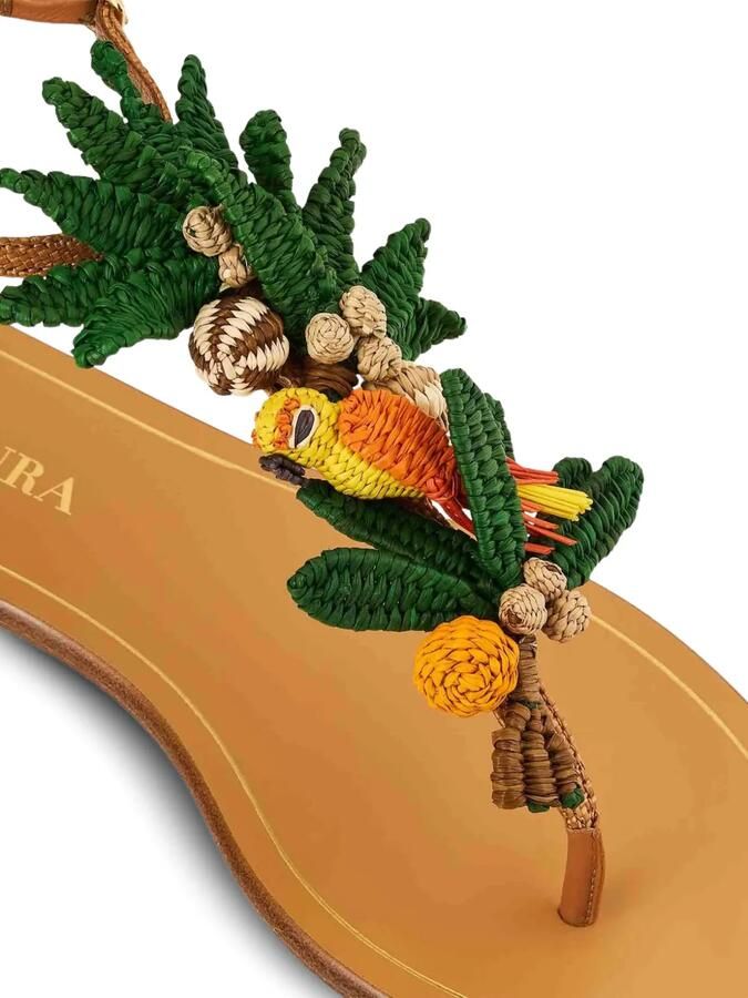 Aquazzura Birdsong verfraaide geweven sandalen Groen - Foto 3
