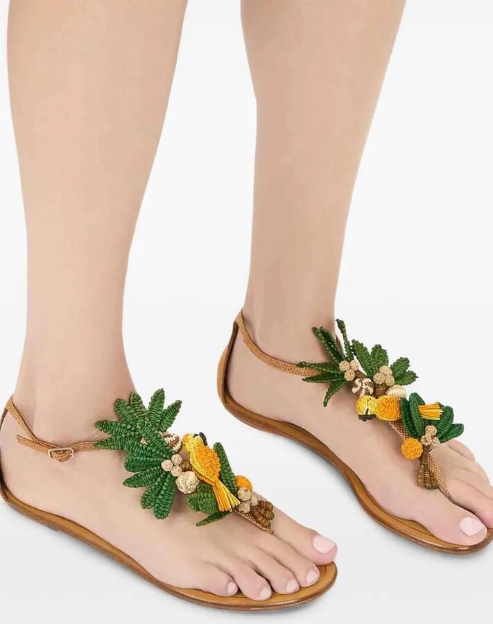 Aquazzura Birdsong verfraaide geweven sandalen Groen - Foto 2