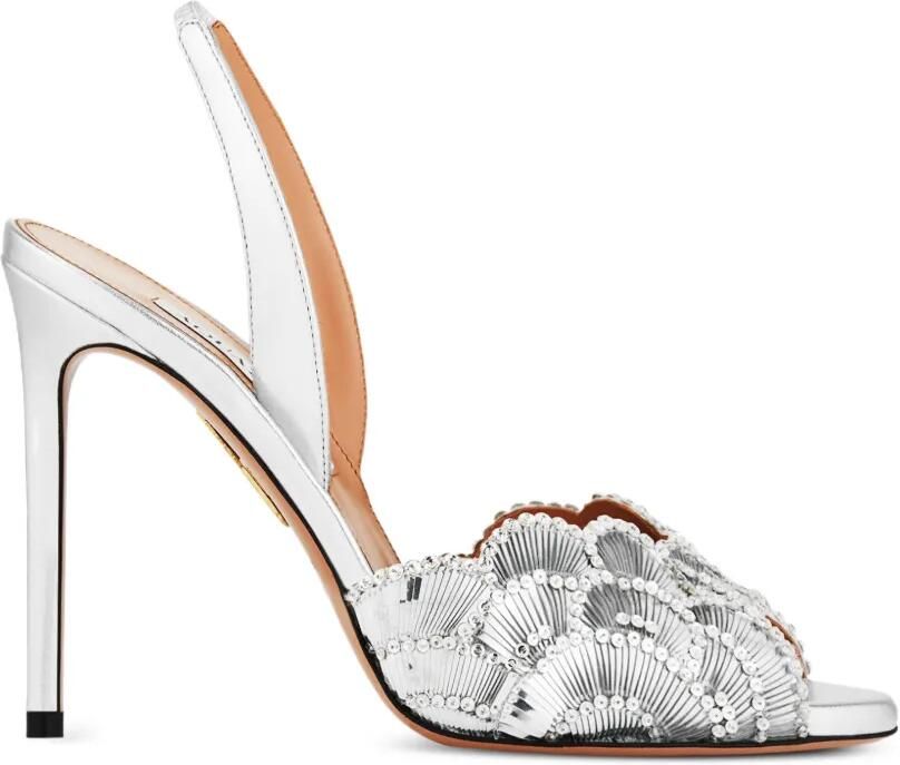 Aquazzura Ce Soir sandalen verfraaid met kristallen en hak Zilver