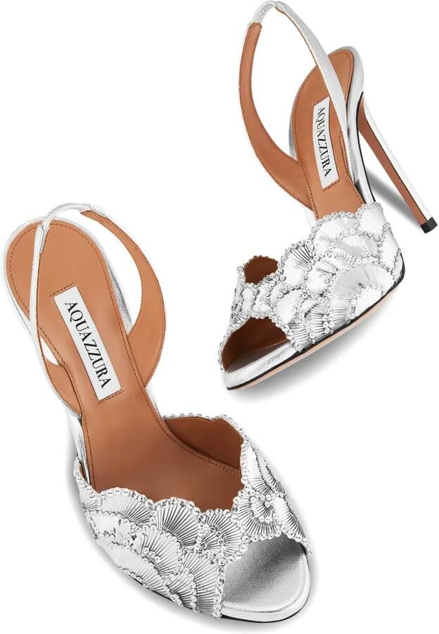 Aquazzura Ce Soir sandalen verfraaid met kristallen en hak Zilver - Foto 5