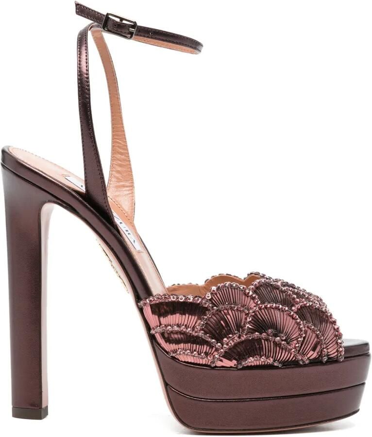 Aquazzura Ce Soir verfraaide sandalen met plateauzool Bruin