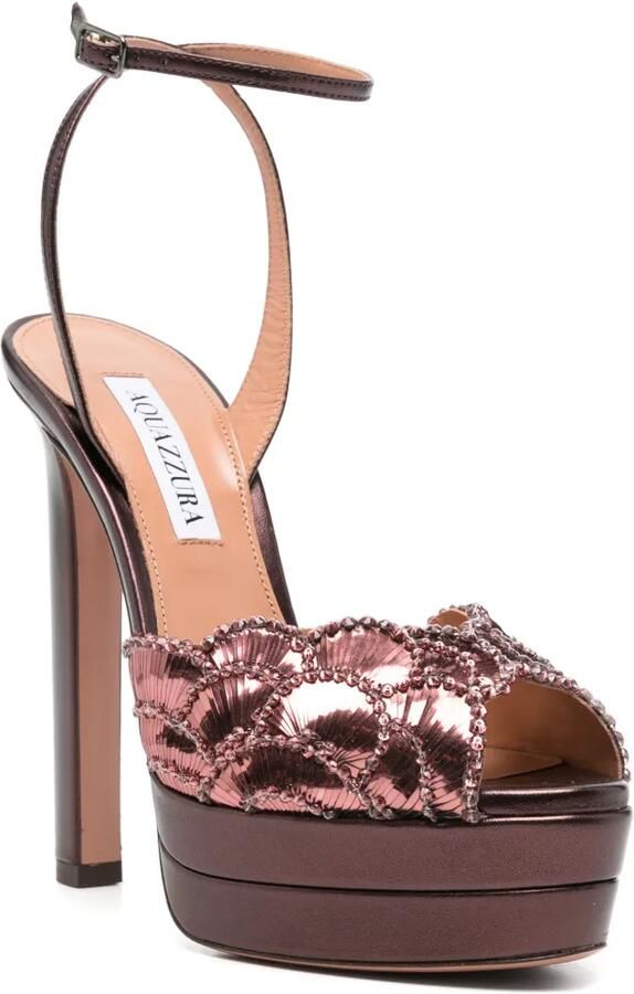 Aquazzura Ce Soir verfraaide sandalen met plateauzool Bruin - Foto 2