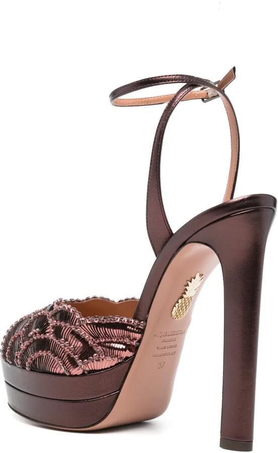 Aquazzura Ce Soir verfraaide sandalen met plateauzool Bruin - Foto 3