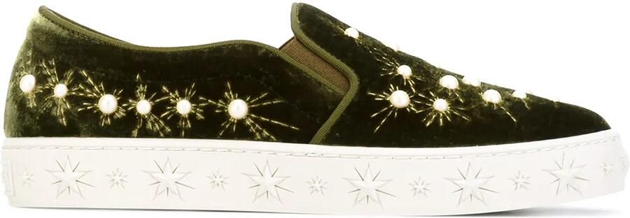 Aquazzura Cosmic Pearls slip-On Groen