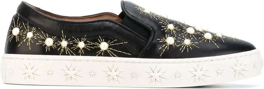 Aquazzura Cosmic Pearls slip-on sandalen Zwart