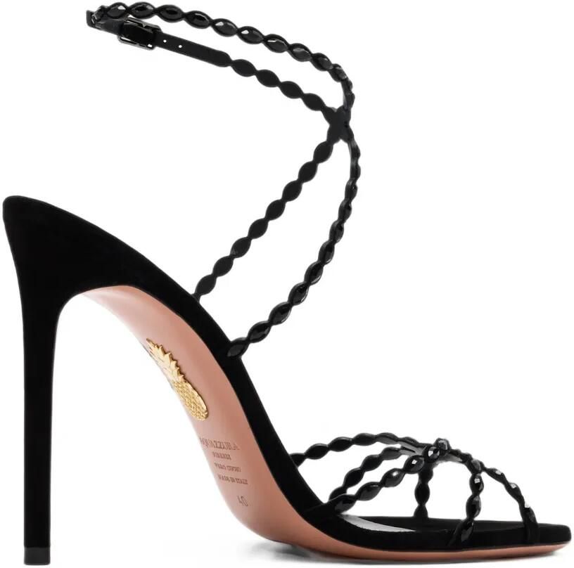 Aquazzura crystal-embellished suede sandals Zwart - Foto 3