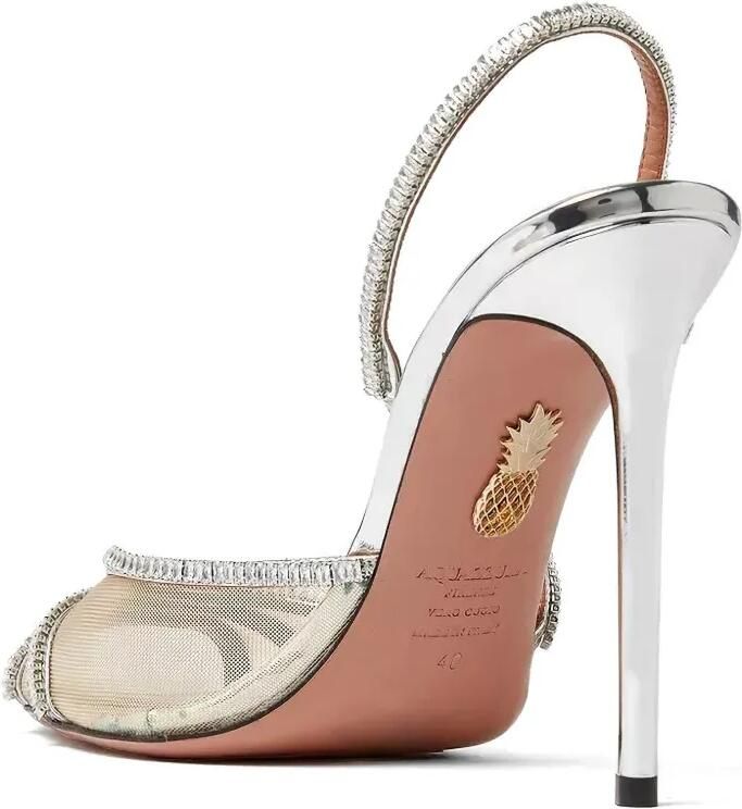 Aquazzura Crystal Weave sandalen met open neus Zilver
