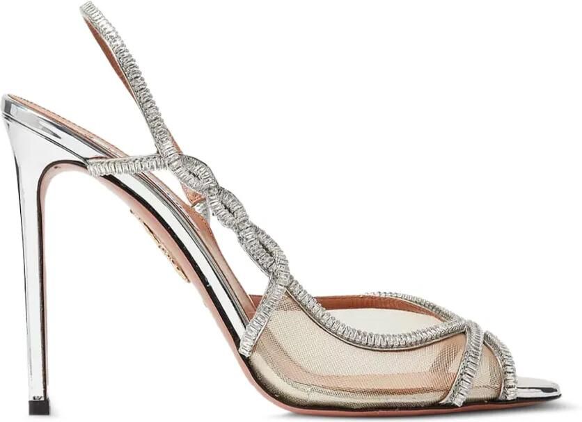 Aquazzura Crystal Weave sandalen met open neus Zilver - Foto 3