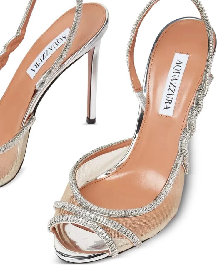 Aquazzura Crystal Weave sandalen met open neus Zilver - Foto 2