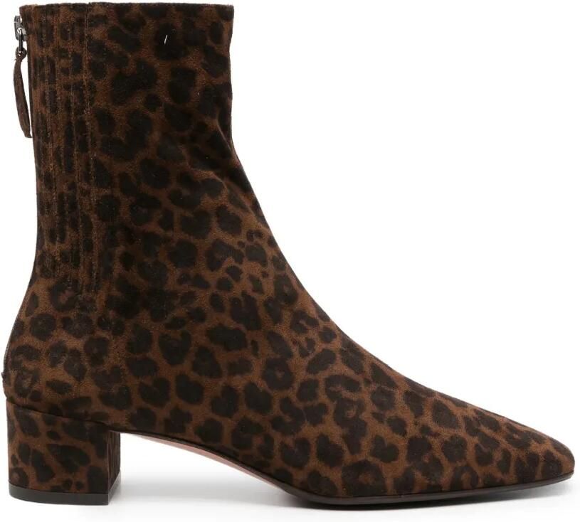 Aquazzura Enkellaarzen met luipaardprint Bruin
