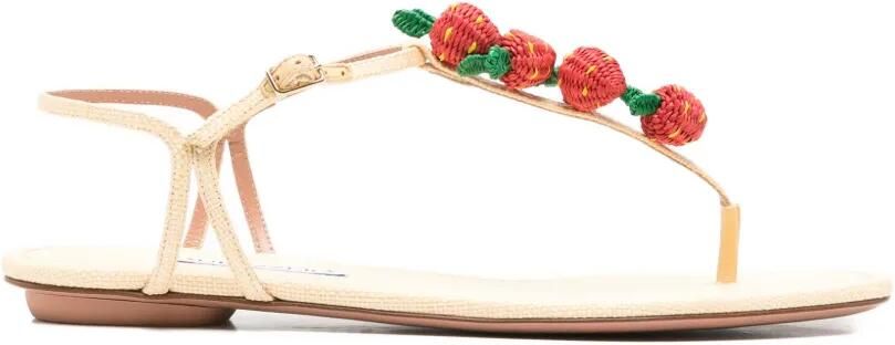 Aquazzura Fragolina Sugar sandalen verfraaid met aardbeien Beige