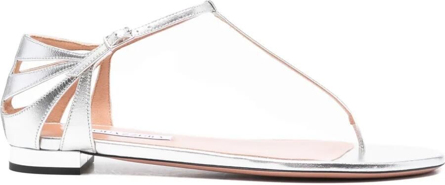 Aquazzura Frida leren sandalen met T-bandje Zilver