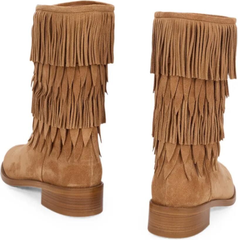Aquazzura Gelaagde enkellaarzen met franje Beige - Foto 2