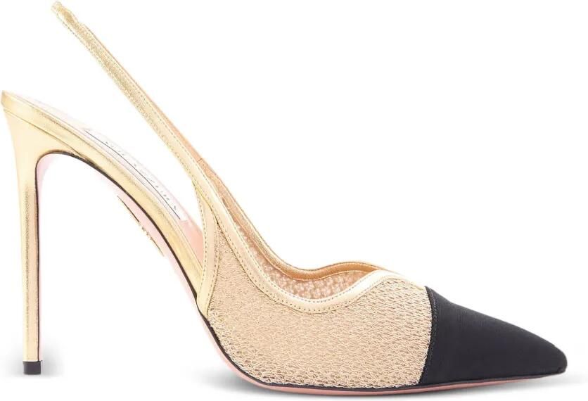 Aquazzura Gimlet slingback pumps met mesh hak Goud