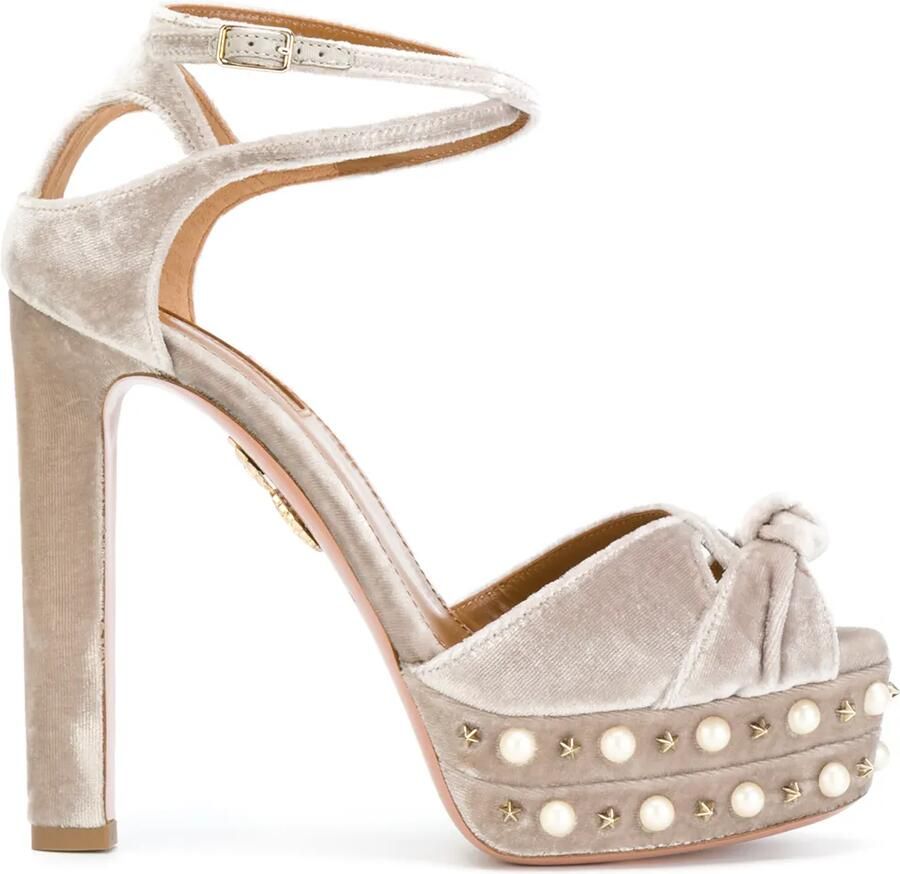 Aquazzura 'Harlow Pearls Plateau' sandals Grijs