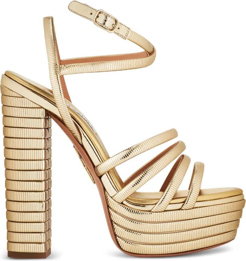 Aquazzura Heatwave plateau 140 sandalen Goud