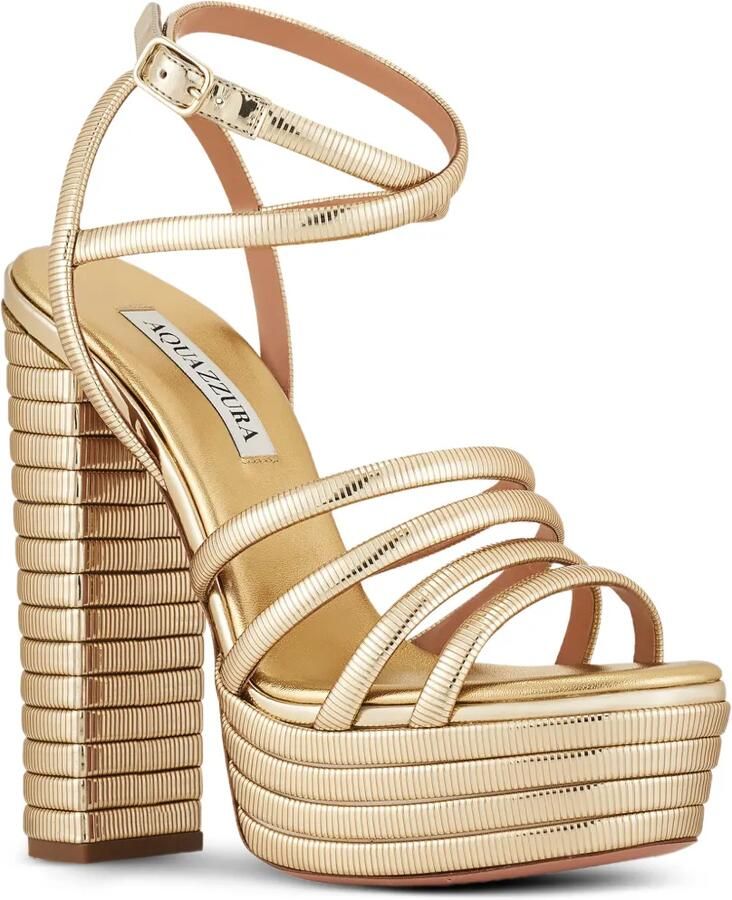 Aquazzura Heatwave plateau 140 sandalen Goud - Foto 4