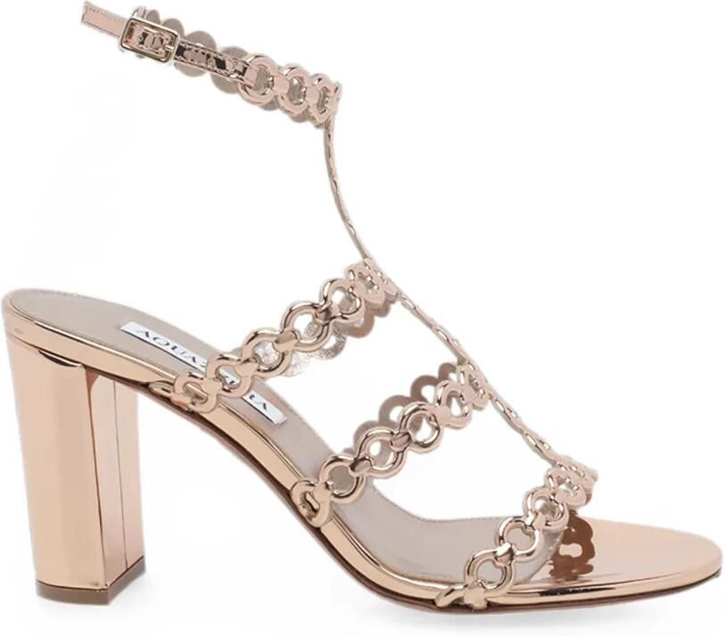 Aquazzura Infinity sandalen met ketting en hak Roze