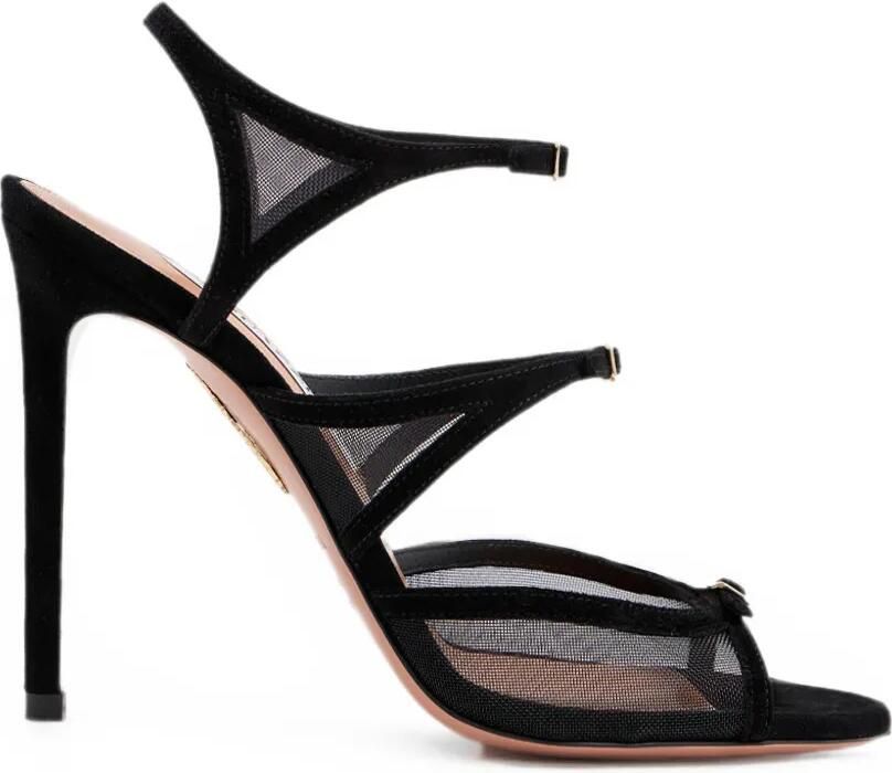 Aquazzura Jalila sandalen met mesh vlak Zwart