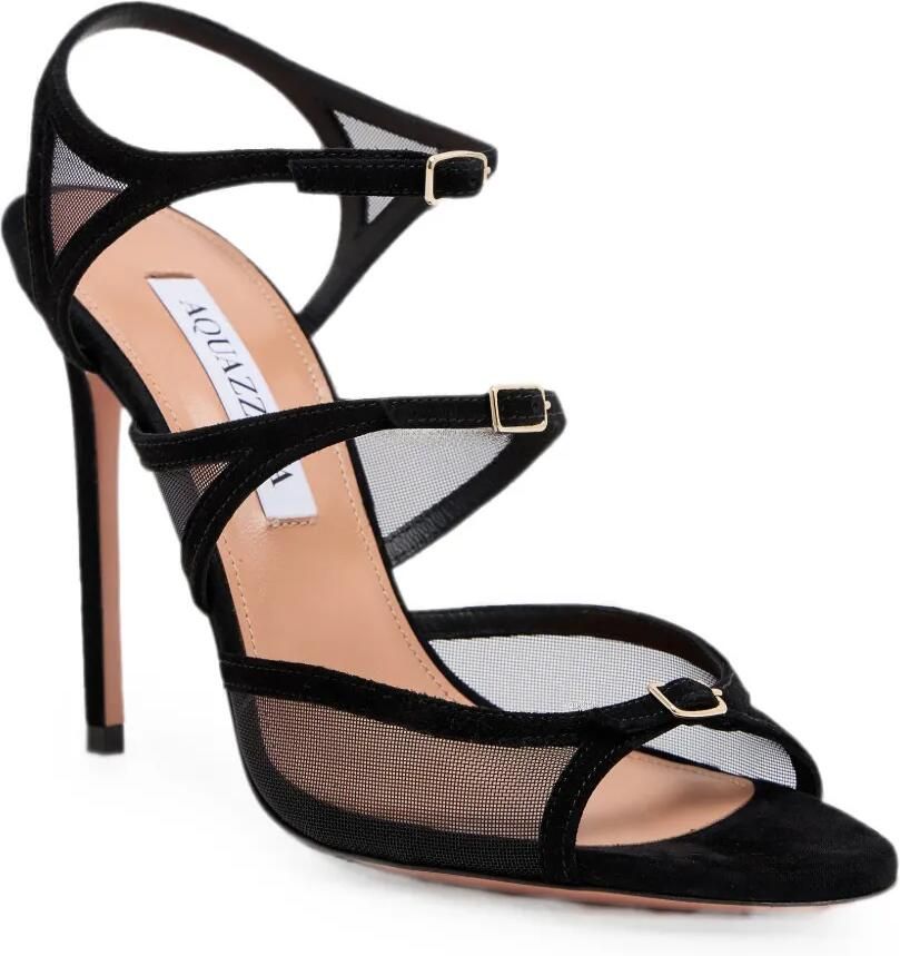 Aquazzura Jalila sandalen met mesh vlak Zwart - Foto 2