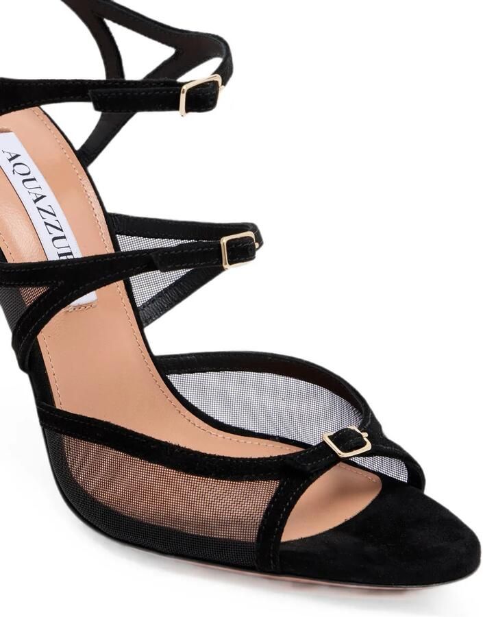 Aquazzura Jalila sandalen met mesh vlak Zwart - Foto 3