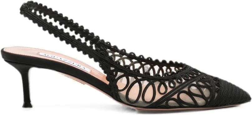 Aquazzura Kahlo mesh pumps met borduurwerk Zwart