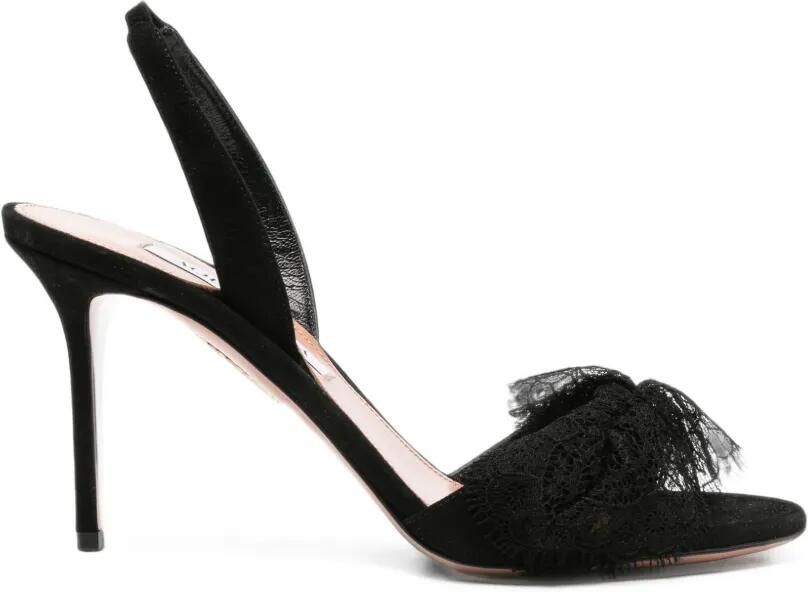 Aquazzura lace-trim slingback sandals Zwart