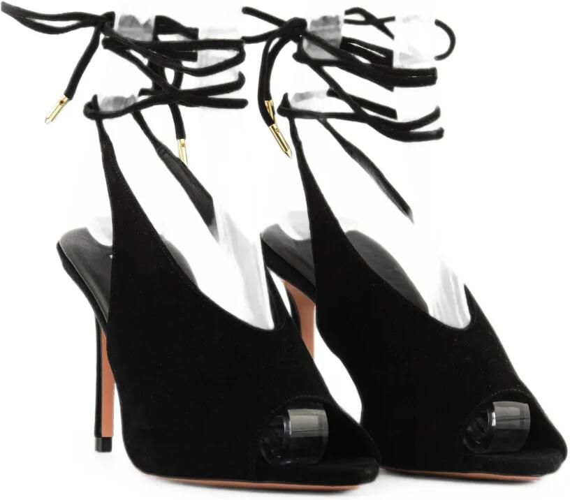 Aquazzura Lais suède sandalen met veters Zwart - Foto 4