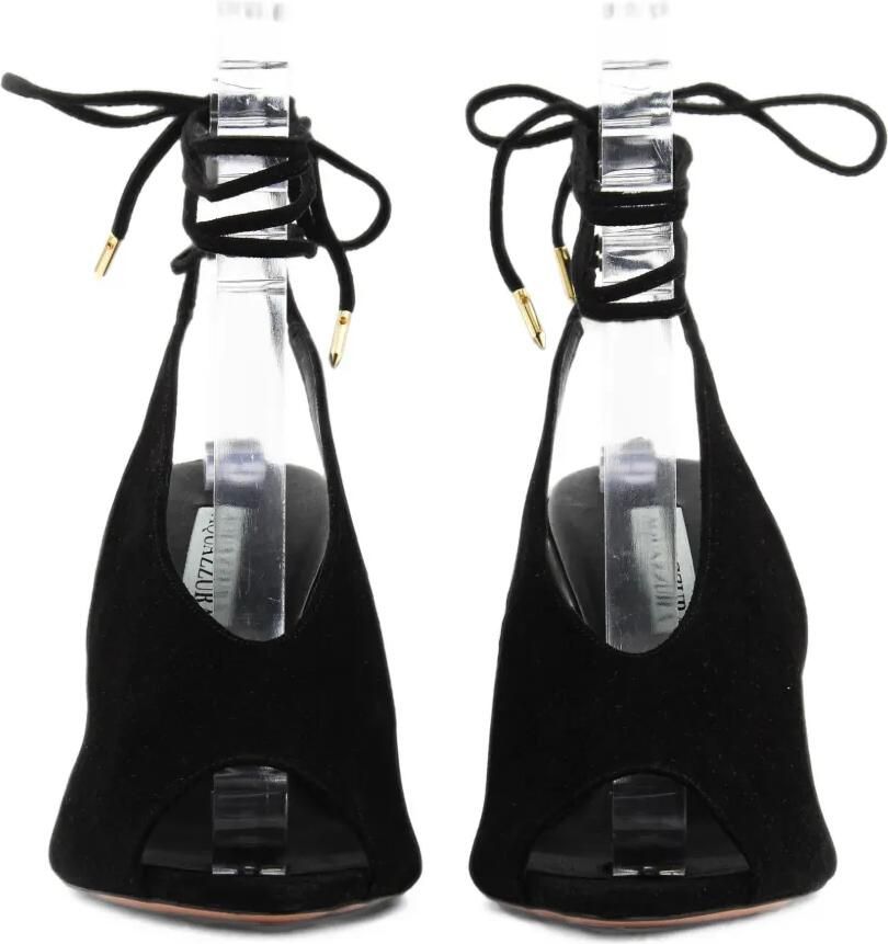 Aquazzura Lais suède sandalen met veters Zwart - Foto 2