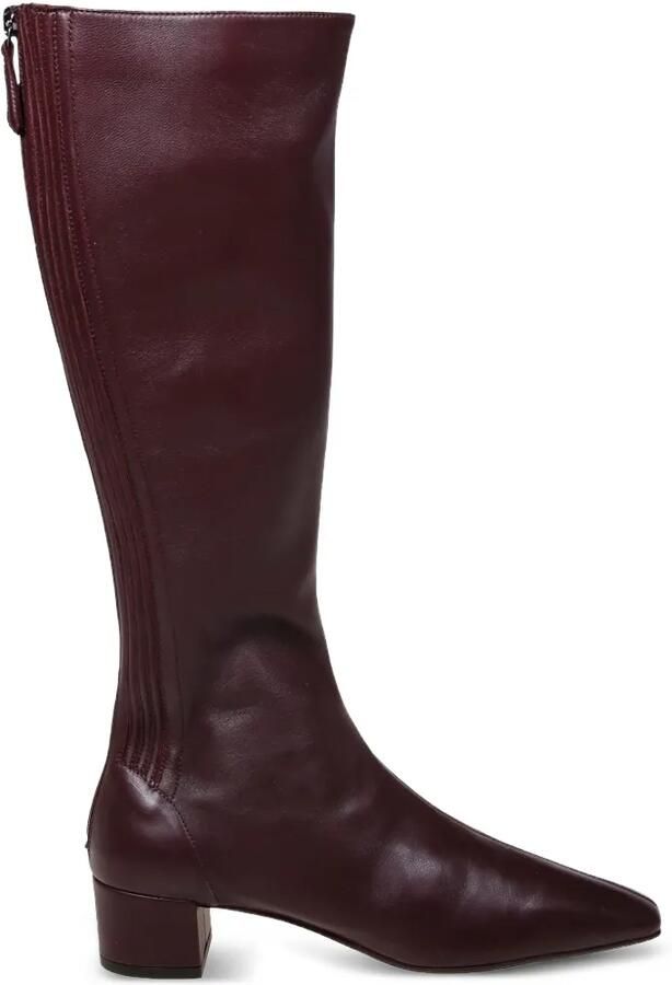 Aquazzura Leren laarzen met geribbeld vlak Rood
