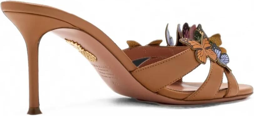 Aquazzura Leren muiltjes verfraaid met vlinders Beige - Foto 4