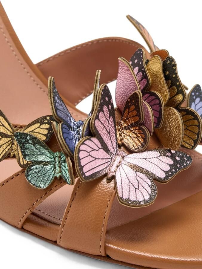 Aquazzura Leren muiltjes verfraaid met vlinders Beige - Foto 2