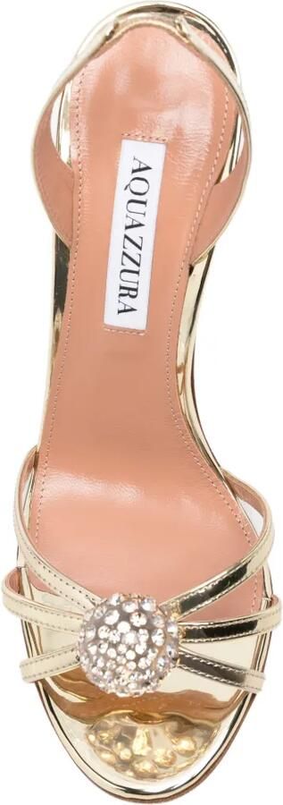 Aquazzura Leren sandalen met verfraaid met kristallen en hak Goud - Foto 4