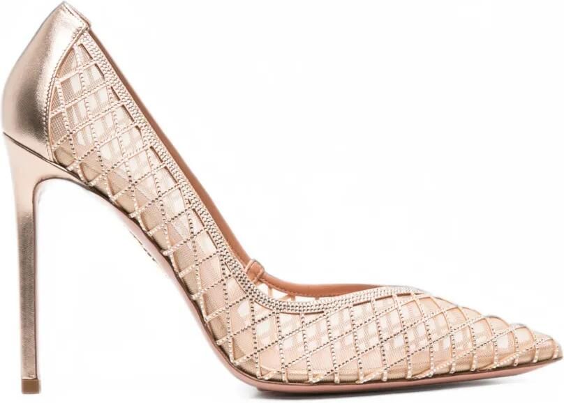 Aquazzura Lumiere crystal-mesh pumps Beige