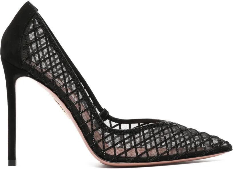 Aquazzura Lumiere crystal-mesh pumps Zwart