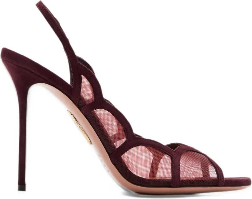 Aquazzura mesh-panelled suede sandals Paars